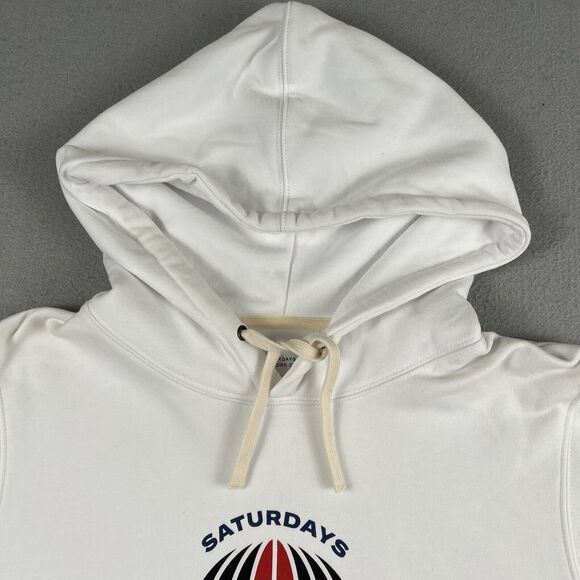 NWT Saturdays NYC White Ditch Handshake Long Sleeve‎ Pullover Hoodie Men’s Small - Picture 5 of 16